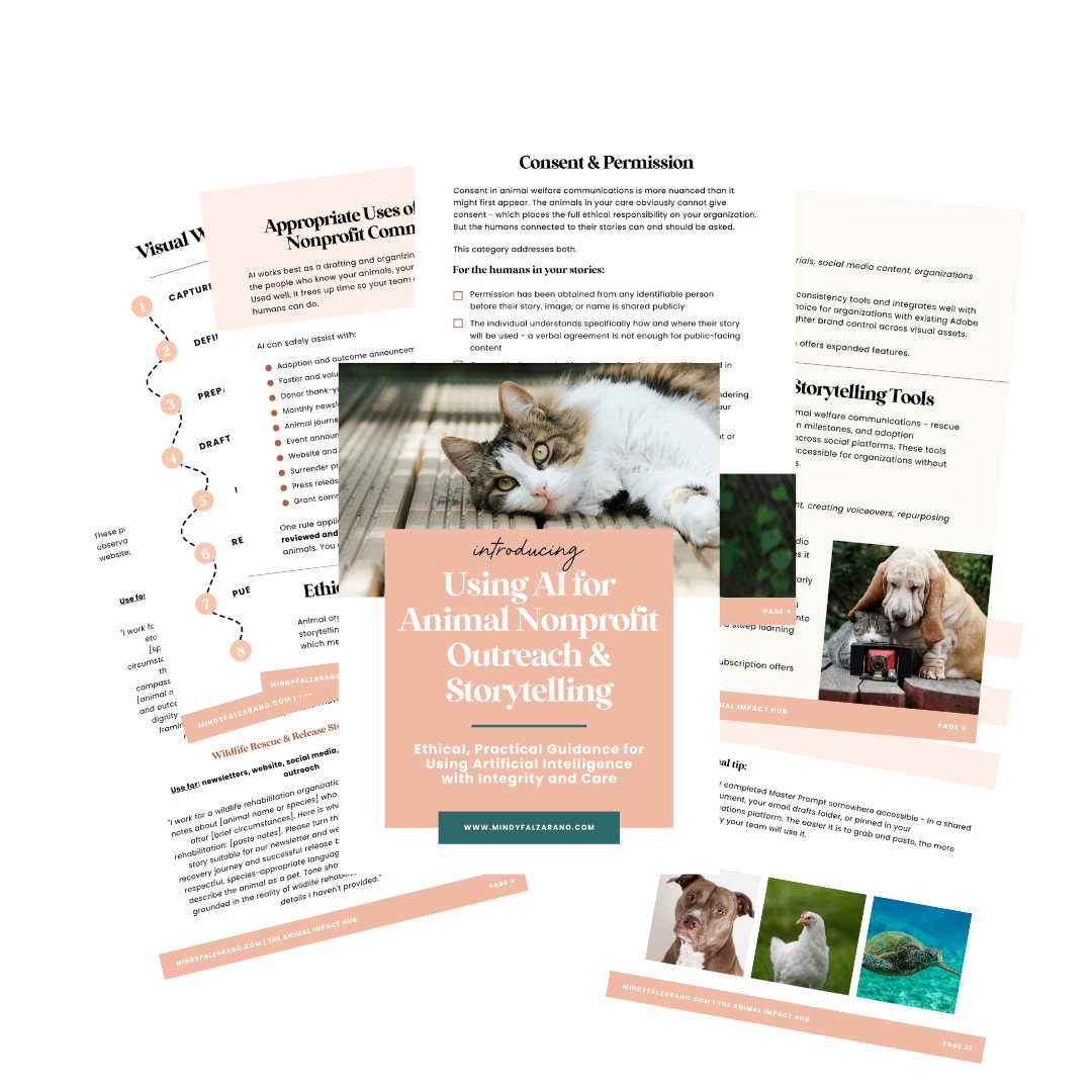 Using AI for Animal Nonprofit Outreach & Storytelling (Digital Guides & Editable Sections)